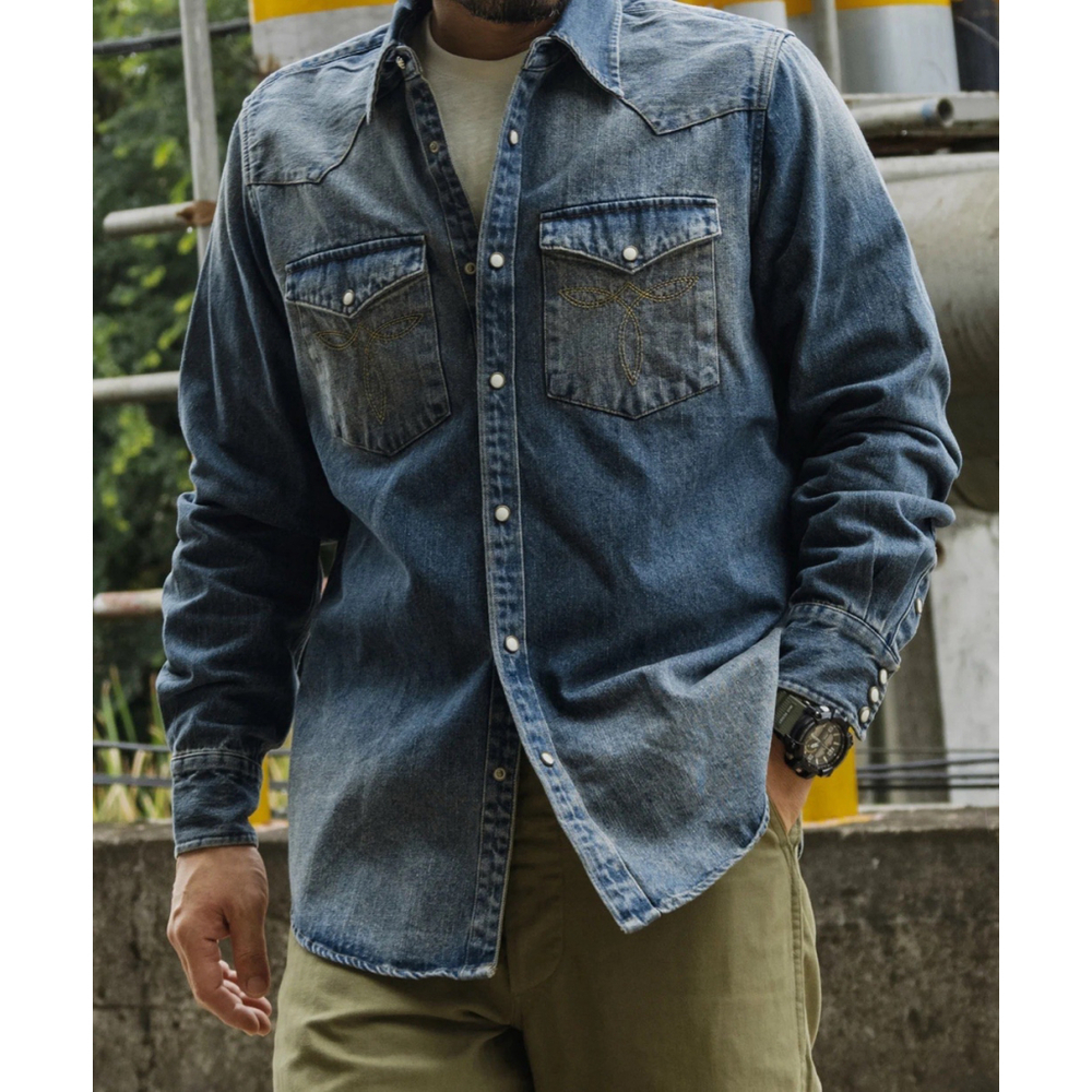 1950s Slub Denim Western Shirt Non Stock Mfg. Co. XL